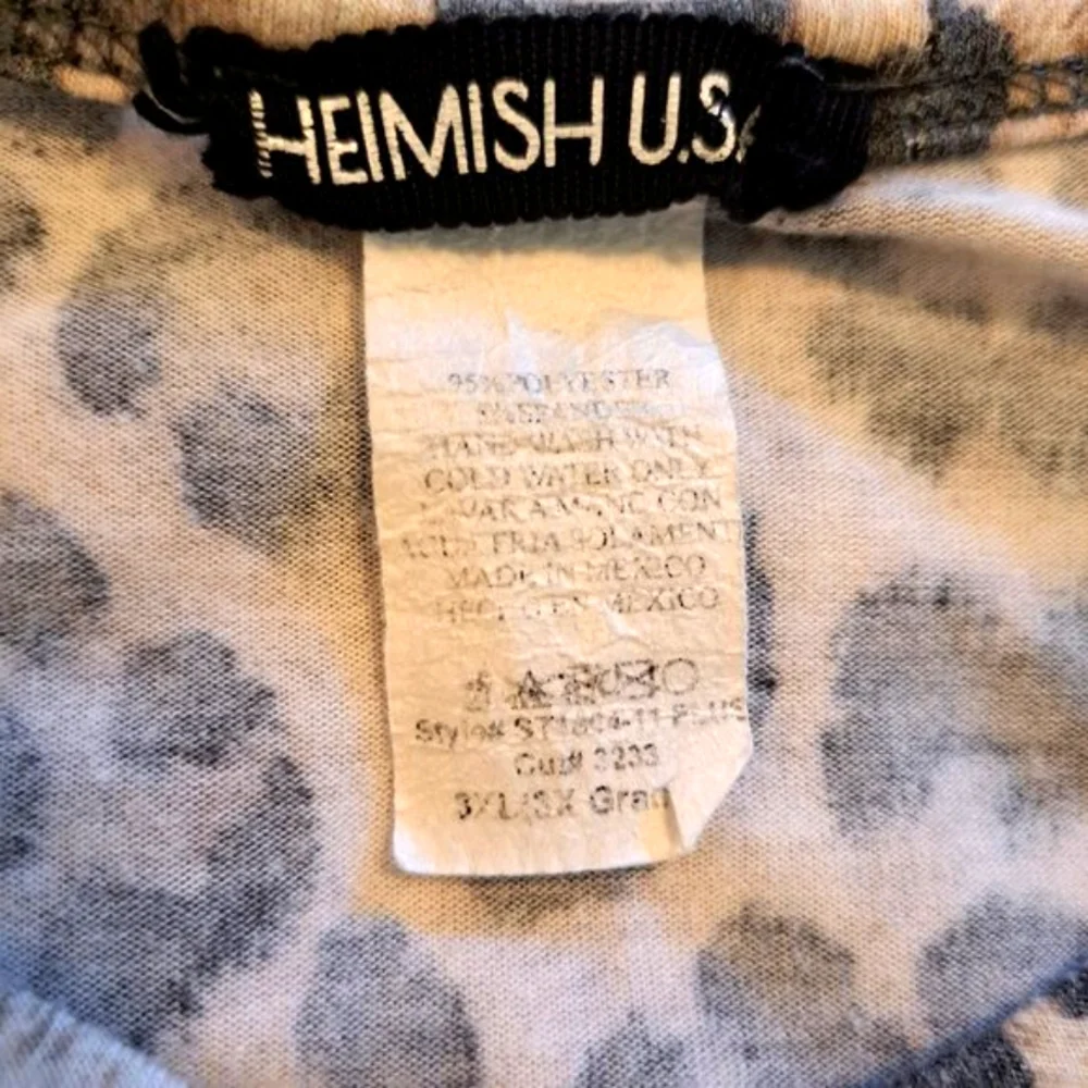 Heimish USA Leopard Colorblock Strappy Neck Long Sleeved Shirt Plus Size 3X
